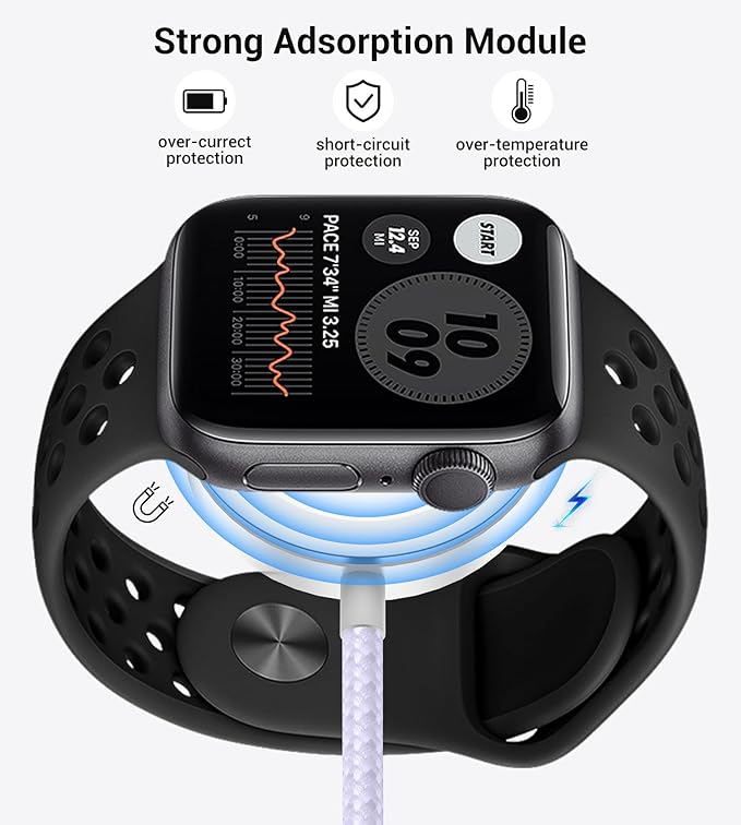 Temdan for Travel Vacation Essentials,3 in 2 USB C Cable for Apple Watch Charger/iPhone 16 Charger/Lightning,Multi Charging Cable Cord,Camping Essentials,Designed for iWatch &iPhone 16-12-5FT Purple