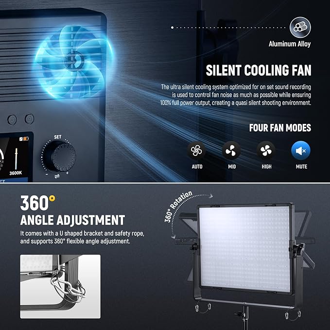 NEEWER 150W Bi Color LED Panel Video Light Kit, 1440 LEDs 49500Lux@0.5m 2500K-8500K CRI96+/TLCI97+ 0-100% Dimming APP/2.4G/Panel/DMX Control for Pro Studio Photography Recording Stage Lighting, AP150B