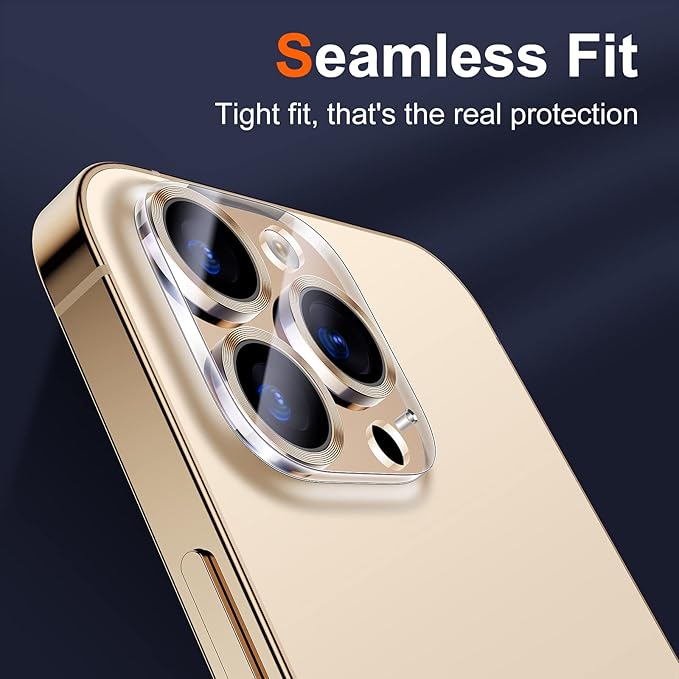 UniqueMe [ 3 Pack] Compatible with iPhone 12 Pro Max 6.7" Camera Lens Protector Tempered Glass,[Case Friendly][New version][Scratch-Resistant][Easy Installation] -Golden