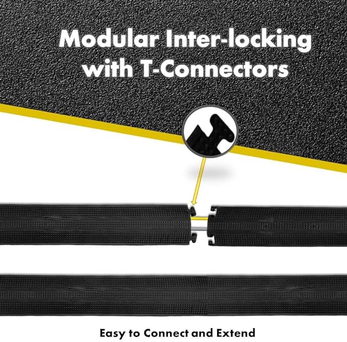 Kable Kontrol Drop Over Floor Cord Cover – 60” Inch Long 1 Channel Cable or Wire Protector – 10 Pcs Bulk Pack - Rubber Ramp for Indoor and Outdoor Use – Gray