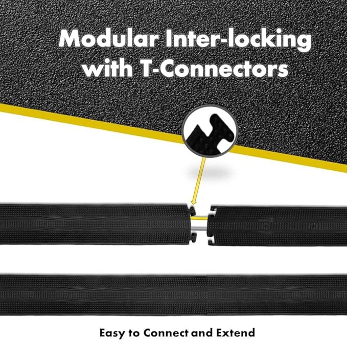 Kable Kontrol Drop Over Floor Cord Cover – 36” Inch Long 1 Channel Cable or Wire Protector – 140 Pcs Bulk Pack - Rubber Ramp for Indoor and Outdoor Use – Black