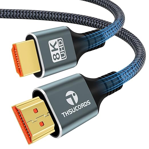 8K 4K HDMI Cable 15FT, High Speed Braided HDMI to HDMI 2.1 Cord Supports 8K@60Hz, 4K@120Hz 144Hz 48Gbps Compatible with Roku TV/PS5/HDTV/Blu-ray