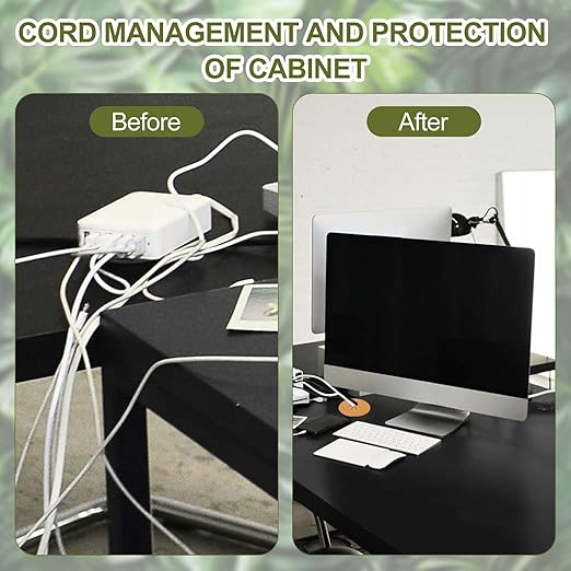 PATIKIL Desk Grommet 1-9/16", 8 Pcs Round Cable Grommet Cord Hole Cover with Adhesive Tape Flexible Table Wire Organizer for Office Home Table Countertop, Black