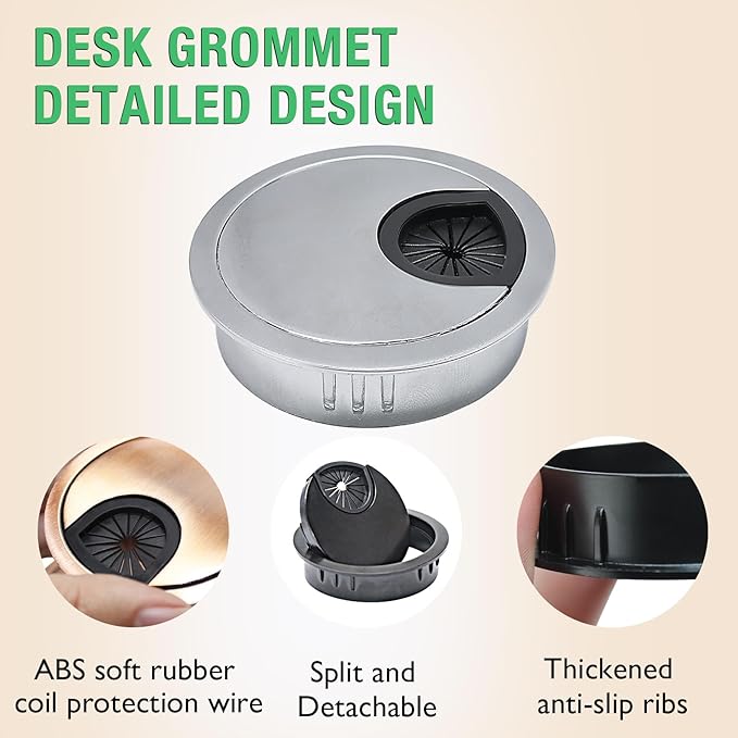 1 Pcs Desk Grommet 2" / 50 mm, Desk Cord Hole Cover, Cable Grommet Metal Zinc Alloy Materilal, Desk Hole Grommet for Home & Office Pc, Detachable Cable Cord Organizer-Copper Red
