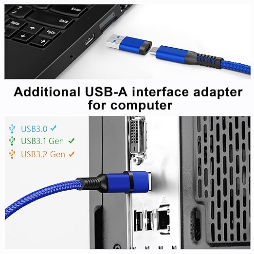 Kuject Link Cable 20FT Compatible for Quest 3S/3, Quest 2/Pro, Pico 4, Nylon Braided Accessories for Rift S/Steam VR Games, USB 3.0 Type C to C High Speed Data Transfer Cord for Gaming PC, Blue