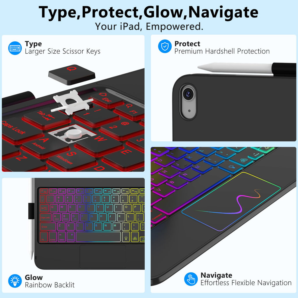 Touch Keyboard Case for iPad A16 11th Generation/10th Generation 10.9 inch