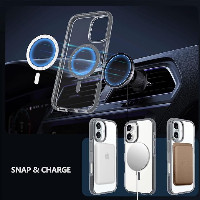 BELTRON Belt Case for iPhone 16, Slim Protective Transparent Case & Rotating Belt Clip Holster Combo (Compatible with MagSafe)