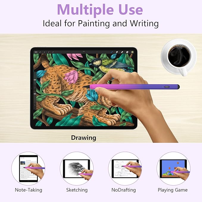 Stylus Pen for iPad 2018-2023 with Palm Rejection, Active Pencil for iPads 10th/9th/8th/7th/6th Gen, for iPad Pro 11/12.9 inch, for iPad Air 5th/4th/3th, for iPad mini 6th/5th Gen(Purple Rose Red)