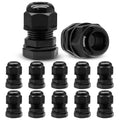 Kyuionty 12 Pcs 1/2" NPT Nylon Cable Glands, Black Cable Cord Connector