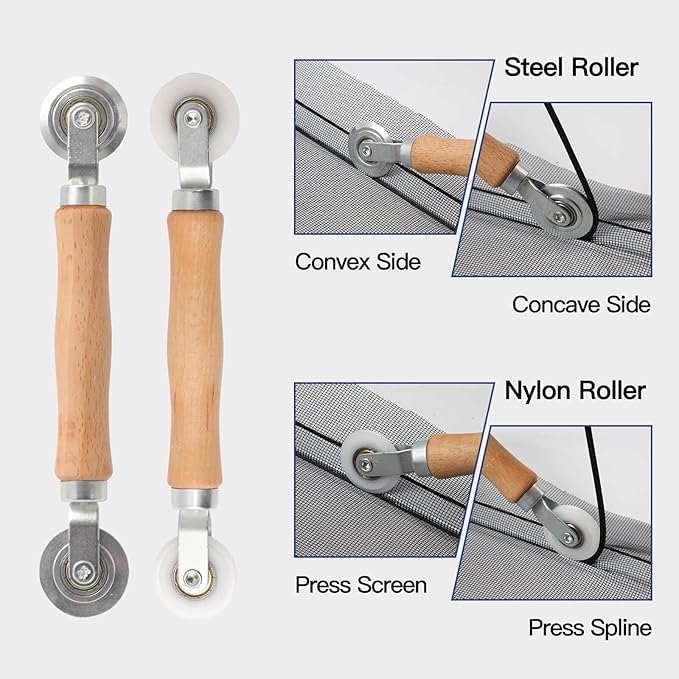 Window Screen Door Repair Kit Include Window Screens Mesh 48"x117" with All Tools in Window Screen Replacement(Screen Rollers, Splines, Hook), Yolovit