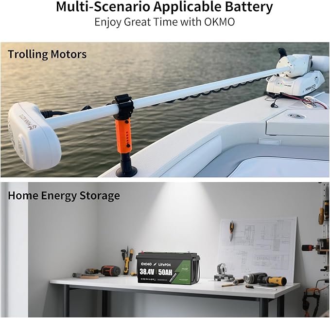36V 50Ah LiFePO4 Lithium Battery for Trolling Motor Low-Temp Protection Built in 100A BMS Deep Cycle Lithium Battery