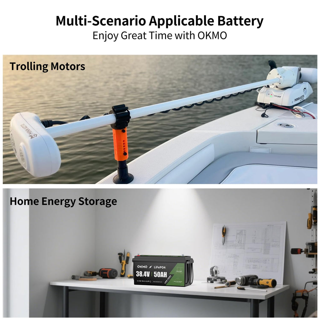 36V 50Ah LiFePO4 Lithium Battery for Trolling Motor Low-Temp Protection Built in 100A BMS Deep Cycle Lithium Battery
