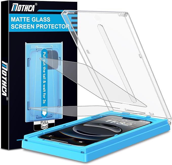 Mothca 2 Pack Matte Glass Screen Protector for iPhone 16e / iPhone 14 / iPhone 13/ iPhone 13 Pro 6.1" [Auto Fit Box Dust-Free] Full Coverage Anti-Glare & Anti-Fingerprint Tempered Glass,Smooth as Silk