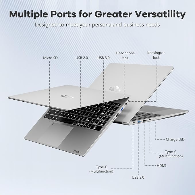 NIMO 15.6" IPS FHD-Gaming-Laptop, AMD Ryzen 5 6600H 6-Cores 660M GPU 32GB DDR5 RAM 2TB SSD(Beat i7-1165G7, Up to 4.5GHz) Computer with 100W GaN Type C Fingerprint Backlit Keyboard Win 11