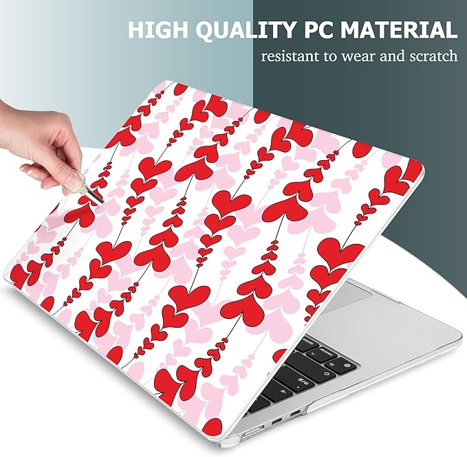 Mektron for 2025 M4 MacBook Air 13.6 Inch A3240 Case Fits 2023 A2681 M2 2024 A3113 M3 Chip with Liquid Retina Display Touch ID, Printed Plastic Hard Shell Cover for MacBook Air 13.6", Heart Wave