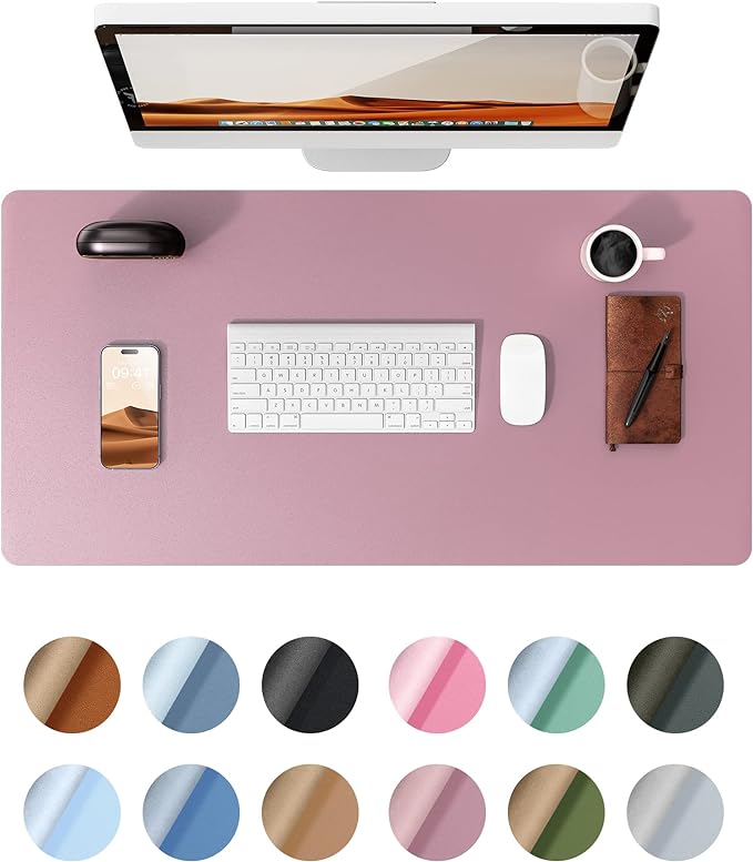 YSAGi Leather Desk Protector, Office Mat, Large Mouse Mat, Non-Slip PU Leather Blotter, Laptop Pad, Waterproof Writing Pad for Office and Home (Pale Mauve, 31.5" x 15.8")