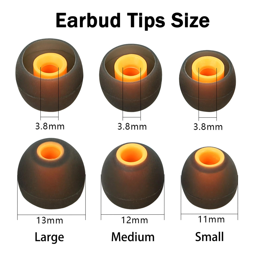 MQIMY Silicone Earbud Tips Replacement - Fit Most In-Ear Earbuds (Inner Hole 3.8mm - 5.1mm) - 9 Pairs S M L