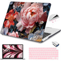 Teryeefi Compatible with MacBook Air 13.6 inch Case M2 M3 M4 M5 Release 2022 2023 2024 2025 2026,Model A3449 A3240 A3113 A2681,Design Slim Cover+Keyboard Cover+OTG Adapter, Colorful Peonies
