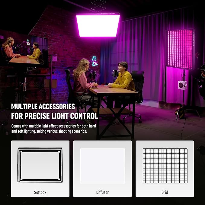 NEEWER Pro 200W Flexible LED Video Light, Studio RGB Panel Light Mat Kit with Softbox APP/2.4G/DMX Control 2500-10000K 25000lux/0.5m CRI95+, Key Lighting for Live Streaming Video Recording, AF200C