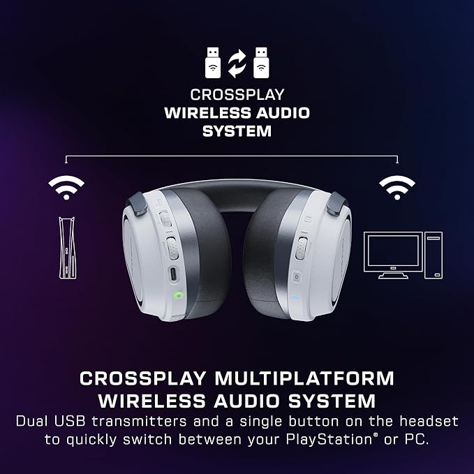 Turtle Beach Stealth 700 Gen 3 Wireless Multiplatform Amplified Gaming Headset for PS5, PS4, PC, Mobile – 60mm Drivers, AI Noise-Cancelling Mic, Bluetooth, 80-Hr Battery, Dual Transmitters – White