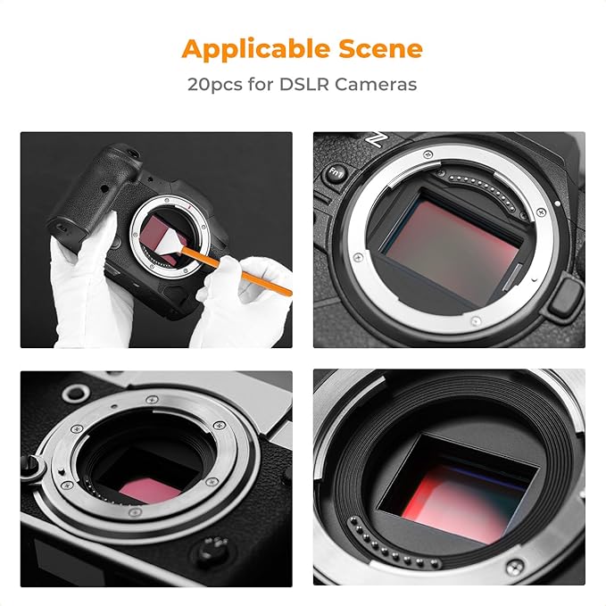 K&F Concept 6 Pack APS-C Frame Sensors Cleaning Swabs, DSLR SLR Digital Camera Dry CCD CMOS Clean Swabs Compatible with Nikon Sony Canon DSLR Camera Sensor, 16mm x 20mm