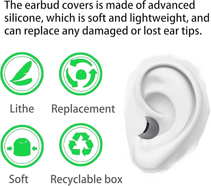 Silicone Replacement Earbud Tips Ear Tips Fit Most in-Ear Earbuds(Inner Hole 3.8mm -5.1mm) Headphone Rubber Tips Earbud Covers 9 Pairs S M L