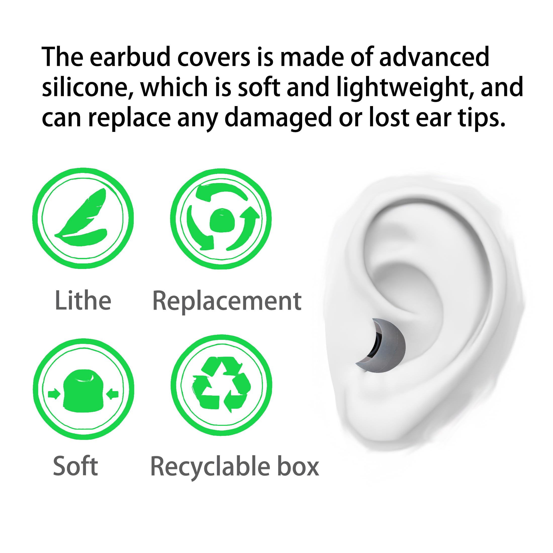 MQIMY Earbud Replacement Tips Silicone Earbud Tips Ear Tips Fit Most in-Ear Earbuds(Inner Hole 3.8mm -5.1mm) Headphone Earbud Rubber Tips Eartips 9 Pairs S M L