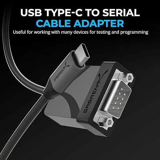 SABRENT USB-C to DB9 Serial RS-232 Adapter Cable 3FT, Prolific PL2303GS Chipset, USB 2.0, 1bps-12Mbps Baud Rate, for POS Terminals, Modems, GPS, Industrial Devices (CB-D9C3)