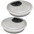 Desk Grommet 2-3/8" (60 mm), Desk Cord Hole Cover, Cable Grommet Metal Zinc Alloy Materilal, Desk Hole Grommet for Office and Home Table Cable, Detachable Cable Cord Organizer (Brushed Silver 2 Pcs)