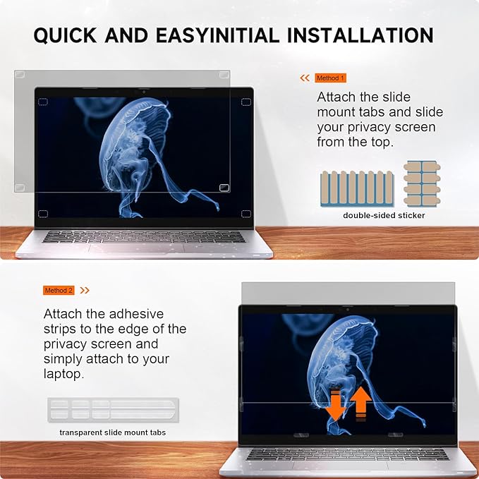 [2 Pack] 15.6 Inch Laptop Privacy Screen for HP/ Dell/ Acer/ Samsung/Asus/ Lenovo/Toshiba, Removable 16:9 Aspect Privacy Filter Screen Protector for 15.6 Inch Laptop, Anti Glare Blue Light Laptop