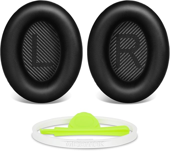 Replacement Earpads Cushions for Bose QuietComfort35&35ii(QC35 II & QC35) Headphones - Professional Positioning Tools Included, Noise-Isolating Memory Foam & Breathable Leather (Black)