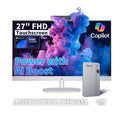 HP 27" All-in-One Desktop Computer - FHD Touchscreen | Intel Ultra 7‑155U | AI‑Enhanced Display, Facial Login | Privacy Pop‑Up Camera | Win 11 Pro, RECOLX AI Voice Recorder | 32GB DDR5 + 1TB SSD