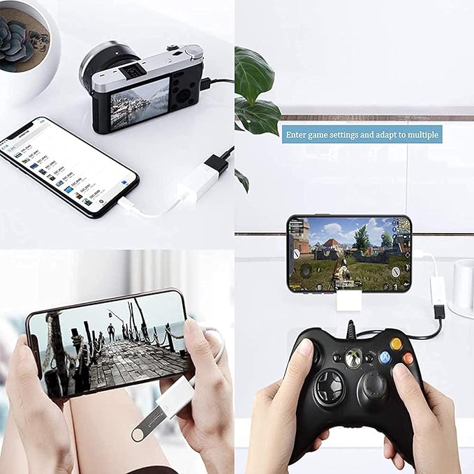 Lightning to USB Camera Adapter Apple MFi Certified Lightning Female USB 3.0 OTG Cable Adapter Compatible with iPhone/iPad, Supports Connect Camera, Card Reader, USB Flash Drive, MIDI Keyboard, Mouse