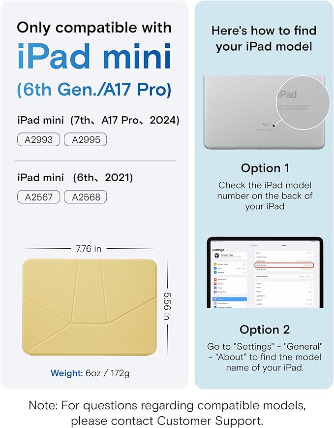 MOFT Dynamic Folio Case for iPad mini 7 A17 Pro 2024 & iPad mini 6th A15 2021, 8.3 Inch Silm Magnetic Stand Case with 20+ Viewing Angles, Auto Wake/Sleep, Ultra Thin, Panna Cotta x Faded Jeans