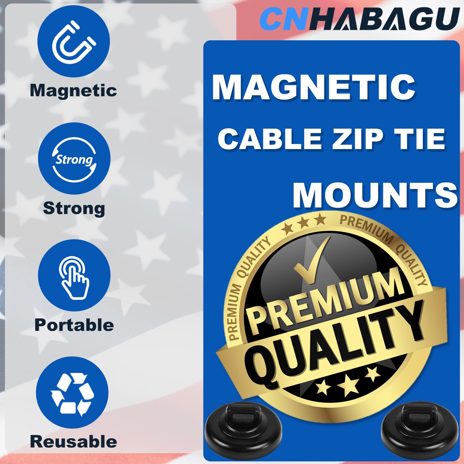 CNHABAGU Magnet Zip Tie Mount Magnetic Zip Ties Mount Base Holder Multipurpose Wire Cable Holder Mount Wire Clips Management for Home Office Marine Electrical Wiring (D23 20Pcs)
