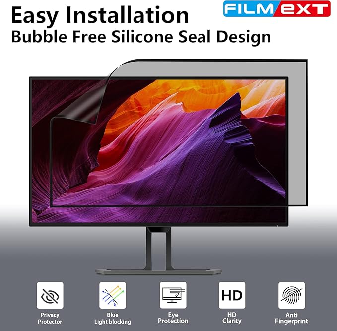FILMEXT [2-Pack 23.8 in. Computer Privacy Screen Filter and Shield, Anti-Spy Blue Light Filter for 16:9 All-in-One/Frameless Monitors]