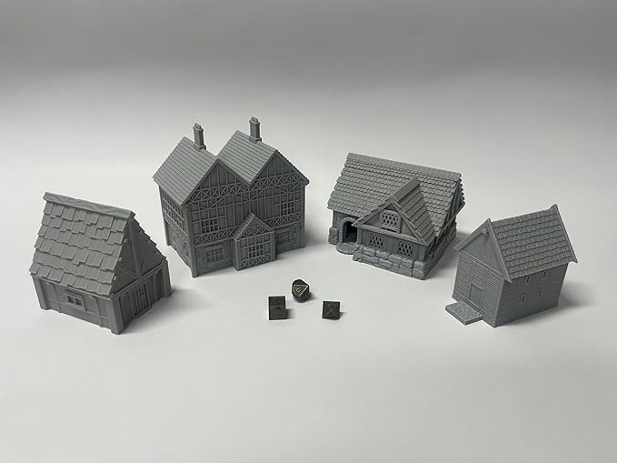 Tabletop Miniature Little Town Building Terrains Compatible with D&D RPG Wargaming - 18mm Scale Scenery with Medieval Style, Dioramas Building Set by HAUTICO