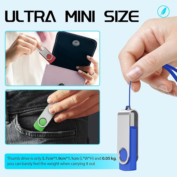 FEBNISCTE 2GB Flash Drive 10 Pack, Thumb Drive High Capacity, Bulk USB Flash Drives 2 GB Metal Swivel, USB 2.0 Jump Drive Memory Stick Portable, Pen Drive Zip High Speed for Data Storage