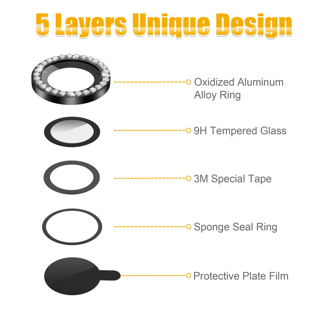 AGVEE 3+3 6 Pack for iPhone 14 Pro & Max Camera Lens Protector Cover