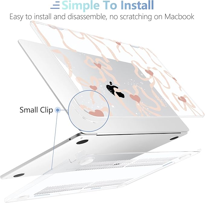 MEEgoodo Case for M4/M3/M2 MacBook Air 13.6 inch Case 2025 2024 2022, Fit Model A3240/A3113/A2681, Hard Shell with Keyboard Cover Compatible with MacBook Air 13 inch, Aesthetic Coquette Ribbon Bow