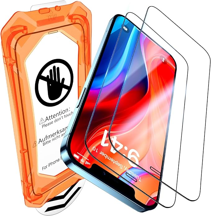 UniqueMe for iPhone 12 / iPhone 12 Pro Screen Protector - [Military Grade Shatterproof & 9H+ Hardness] Screen Protector 12 Pro Tempered Glass Full Coverage Protection, Easy Installation, 2 Packs