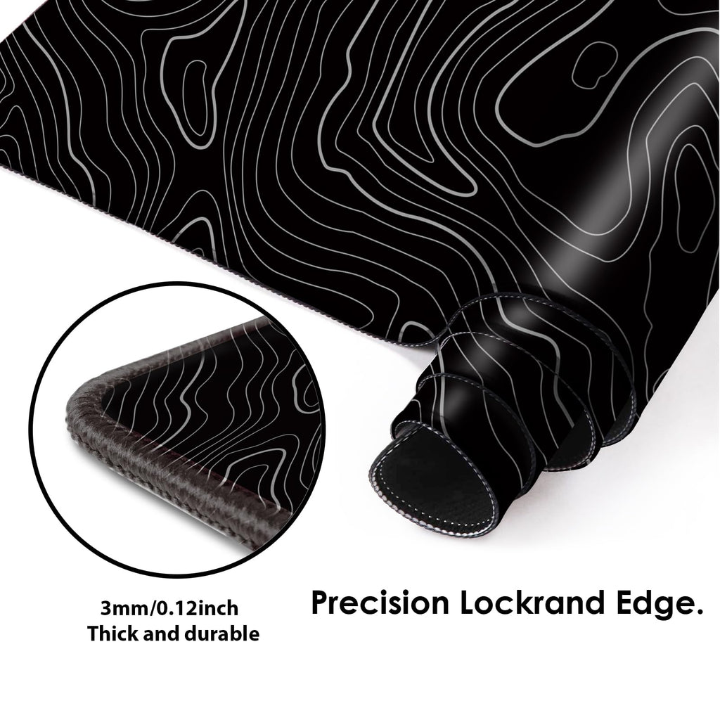 Galdas Mouse Pad For Gaming,XXL XL Large Mouse Mat Long Extended MousePad Desk Mat Non-Slip Rubber Mice Pads Stitched Edges Thin (31.5 x 11.8 x 0.12 Inches) Topographic Map