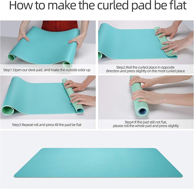 YSAGi Desk Mat, Waterproof Desk Pad,Large Mouse pad for Desk, Leather Desk Pad for Keyboard and Mouse,Dual-Sided Mouse Mat for Office (23.6" x 13.7", Calamine Blue+Cobalt Green)