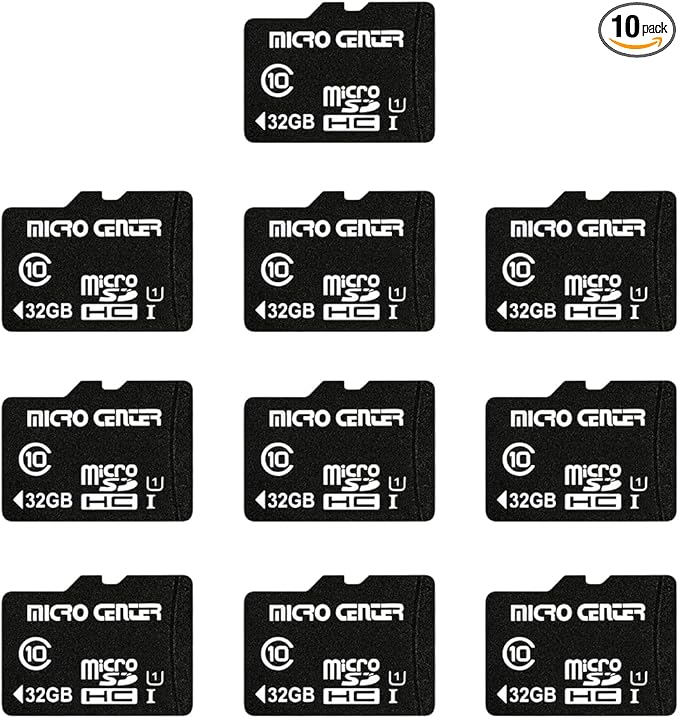 Micro Center 32GB Class 10 MicroSDHC Flash Memory Card 10 Pack with Adapter for Mobile Device Storage Phone, Tablet, Drone & Full HD Video Recording - 80MB/s UHS-I, C10, U1 (10 Pack)