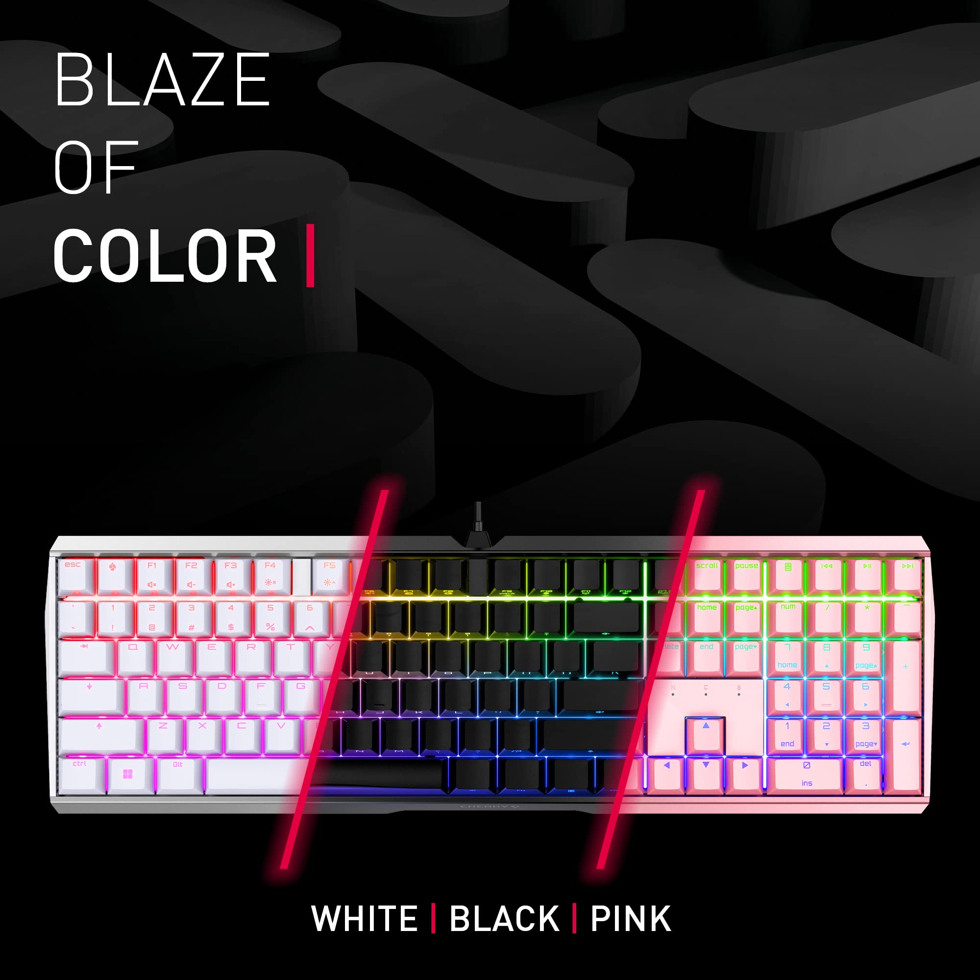 Cherry MX 3.0S, Wired Mechanical Gaming Keyboard, Robust Aluminum Housing, RGB-Lighting, Full Key Rollover, Anti Ghosting, MX RED Switches, White