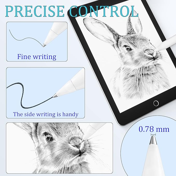 REEYEAR Realistic Fine Point Pencil Tips fits for Apple Pencil 2nd 1st Generation USB-C Version, Fine Tips Paperfeel Ipad Pro Pen 1st 2 Gen Replacement Nibs fits for Artists,Note-takers,White