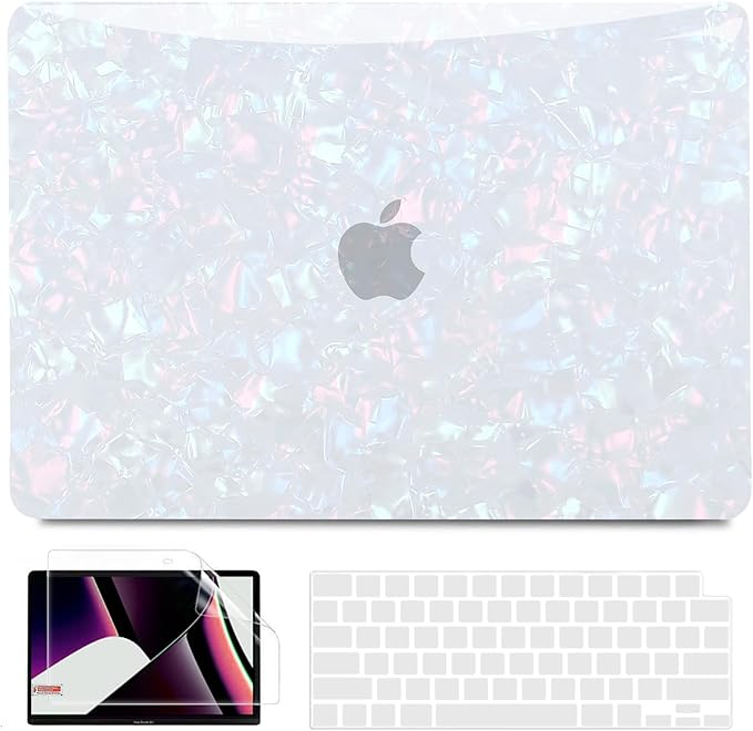 B BELK Compatible with MacBook Pro 14 inch Case 2025 2024 2023 2022 2021 M4 M3 M2 M1 A3112 A3185 A3401 A2918 A2992 A2779 A2442, Plastic Hard Shell Case+ Keyboard Cover+ Screen Protector, Shiny Pearl