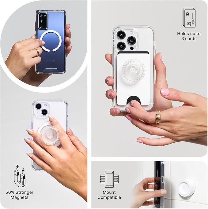 PopSockets Phone Wallet with Expanding Grip and Adapter Ring for MagSafe, Phone Card Holder, Wireless Charging Compatible, Wallet Compatible with MagSafe - Persimmon