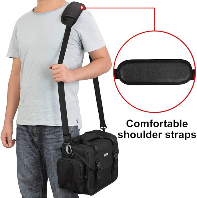 CADeN Camera Bag Case Shoulder Messenger Bag with Tripod Holder Compatible for Nikon, Canon, Sony, DSLR SLR Mirrorless Cameras Waterproof (Black, Small)