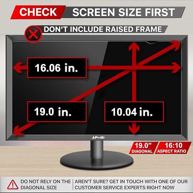19 Inch Privacy Screen Filter for 16:10 Widescreen Monitor | Privacy Shield | Anti-Glare | Anti-Blue light Protector | Eye Protection | Computer Security Private Filter